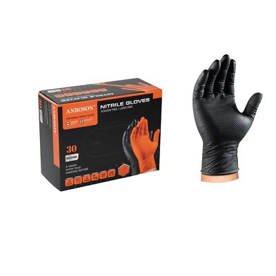 10mil Nitrile-Gloves Disposable-Black Chemical-Resistant Rubber - Mechanic Gl...