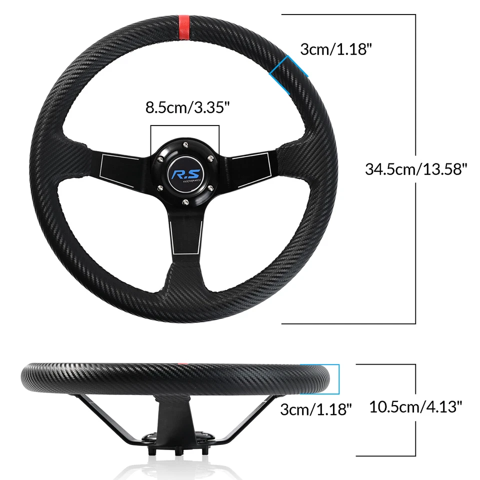 Sport Lenkrad tief geschüsselt Motorsport Rallye Racing Rennsport Lenkrad 350mm. - Bild 2 von 4