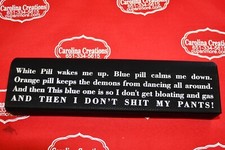 Engraved Leatherette Pill Box 9.75  x 2.5  Black and silver