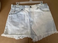 VTG Levi’s 550 Orange Tab Blue Jeans 34x30 Cut Into Shorts Womans Made In USA