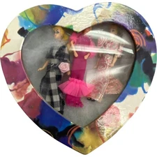 Mini Barbie Doll Fashion Dress Basic Fun Lot of 3 Heart Box Multicolor