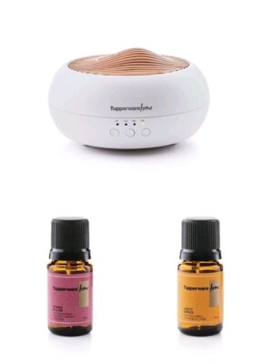 Tupperware Sonic Mist Ultrasonic Diffuser With HappyBreeze & Spring Bloom