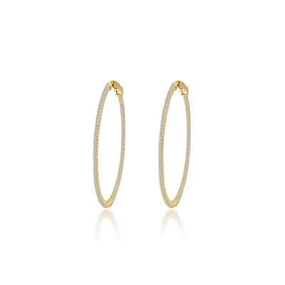 BRAND NEW Lafonn Yellow Gold Plated 1.84CTW Diamonds Hoop Earrings E3004CLG00