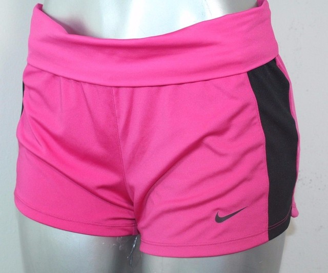 Nike Women's Dri-Fit Knit Training Shorts NWT Color Pink & Black Sz Medium | eBay