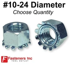 #10-24 K-Lock Hex Star Lock Nuts Keps Zinc Plated COARSE Kep External Tooth