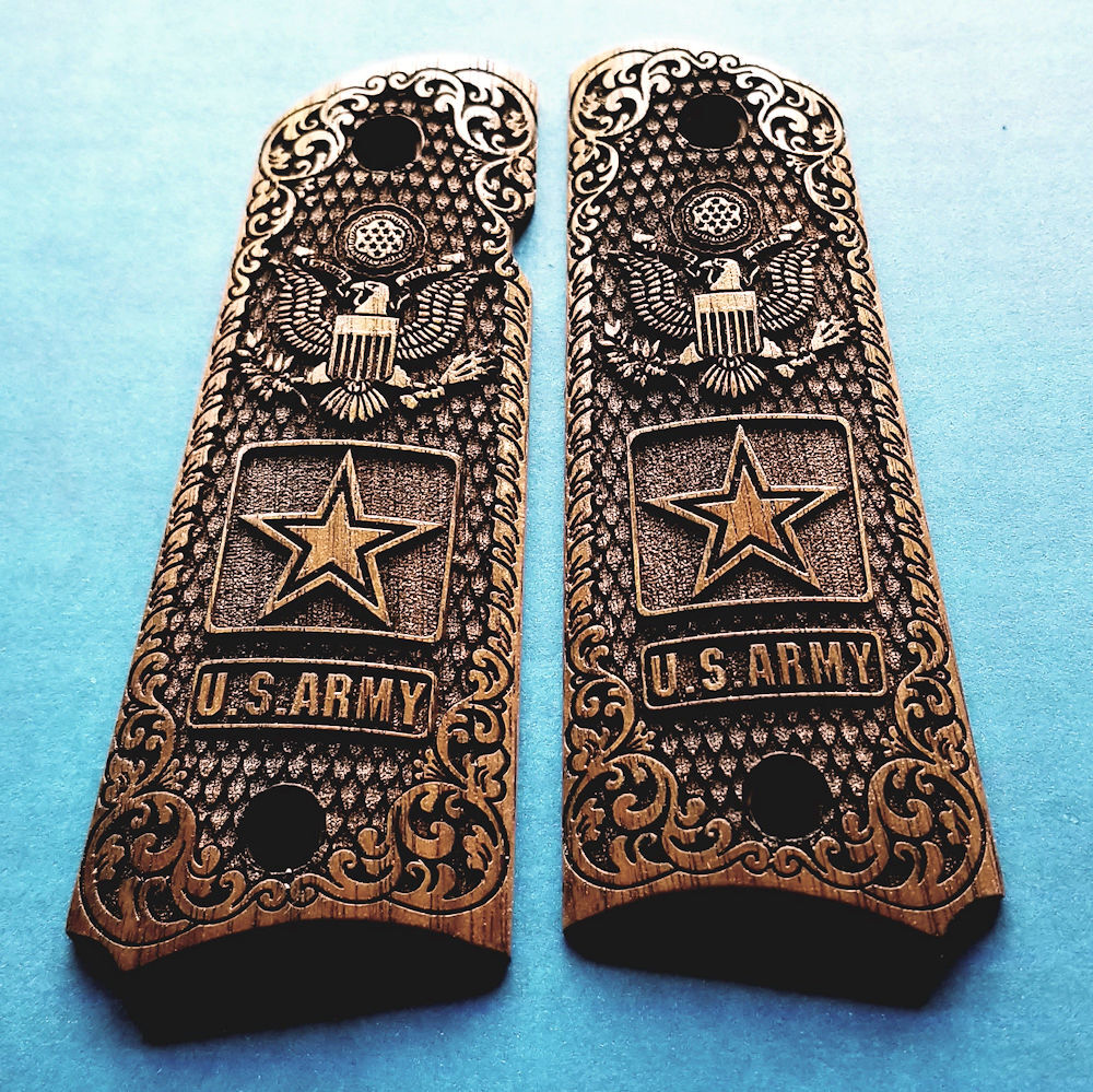Altamont Wood Grips - 1911 Govt American Walnut Crocback Round Heel