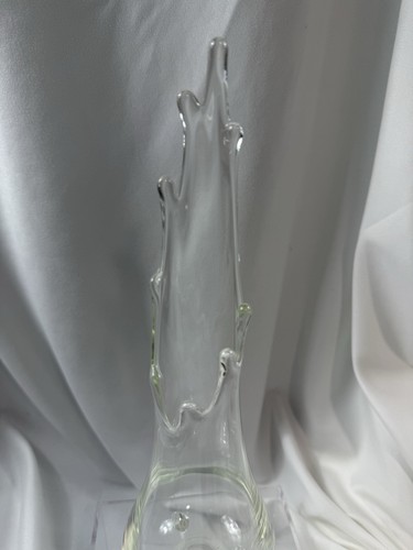 Vintage MCM LE Smith Clear Three Toe Swung Glass Vase 12.5” - Picture 4 of 8