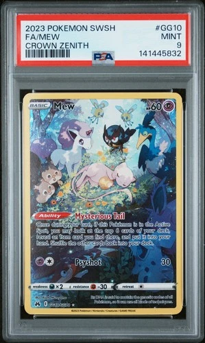 2023 POKEMON SWORD & SHIELD CROWN ZENITH #GG10 FULL ART/MEW PSA 9