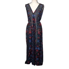 City Chic Long Cardigan Duster Open XXL Sheer Black Floral Belted Boho Fairy