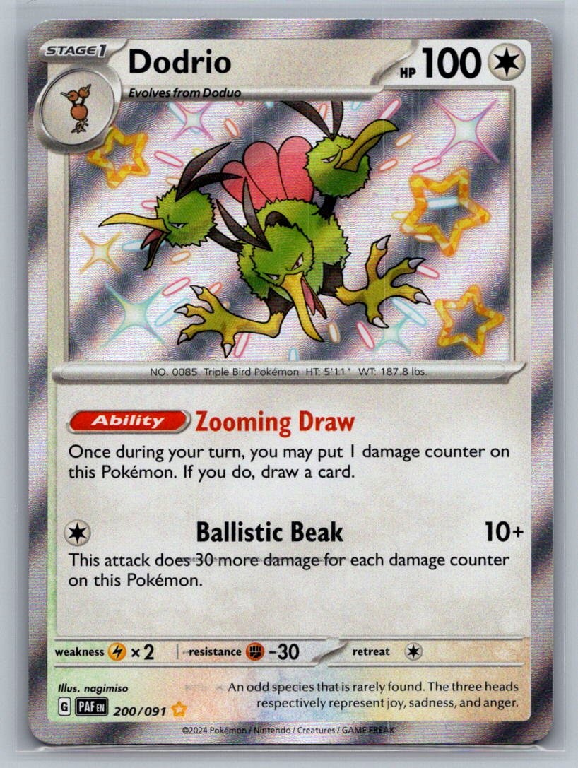 Dodrio 200/091 Shiny Rare Paldean Fates Pokemon Near Mint