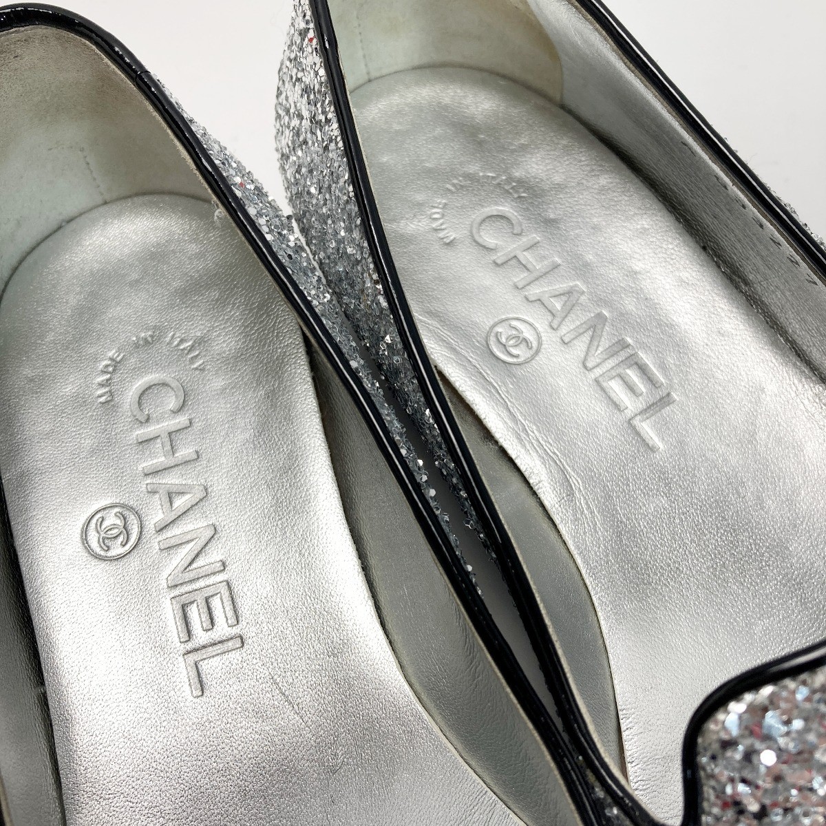CHANEL glitter patent pumps size35 US5 black x silver women thumbnail 24