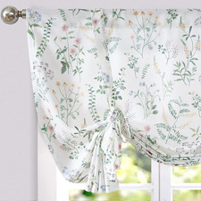 jinchan Floral Tie Up Valance Curtain Adjustable Linen Valance for Windows Farmh