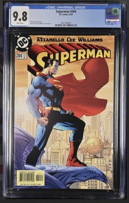 SUPERMAN 204 CGC 9.8 NM 2004 White Pages JIM LEE SCOTT WILLIAMS BRIAN AZZARELLO 