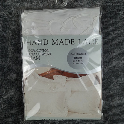 Cotton Hand Cutwork Pillow Sham Hand Made Lace White Greenwich 21x27'' New