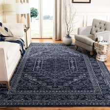 Area Rug 10 x Square Navy Ivory Oriental Meda...