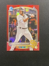 2025 Bowman Chrome Prospects Romeo Sanabria #BCP-3 Red Lava Refractor #/5 Padres