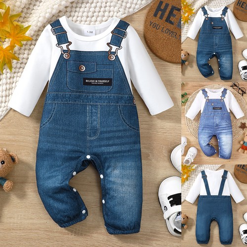 Newborn Baby Boys Printed Romper Pants Jumpsuit Bodysuit Playsuit Clothes Outfit