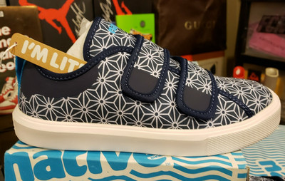 NATIVE Monaco Blue Lightweight Double Strap Youth Kids Sneakers 1Y US / 32 EUR