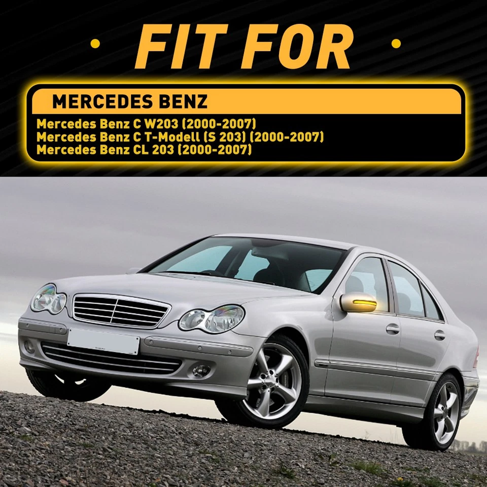 Par de Lâmpada Indicadora de Luz de Seta Espelho Retrovisor para Mercedes-Benz C W203 - Imagem 3 de 4