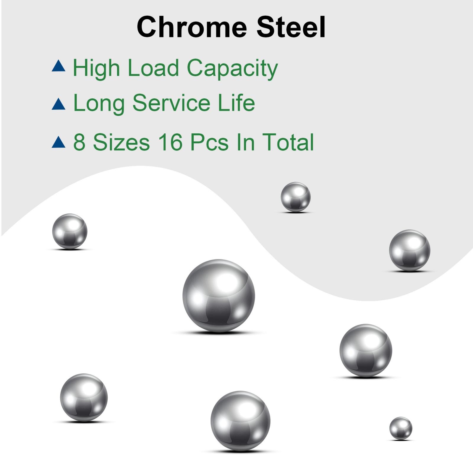 16pcs 8 Size Bearing Balls Assortment Chrome Steel with Storage Box