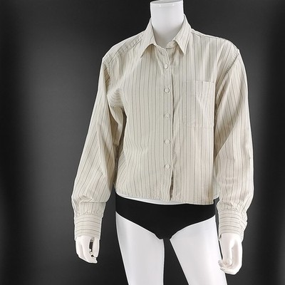 JW Anderson x Uniqlo Striped Cropped Button Down Shirt Beige Grey S