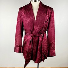STUNNING VTG 40s 50s Royal Robes M red atomic deco shawl collar smoking jacket
