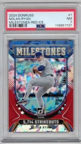 2024 Donruss Nolan Ryan Milestones- Red Ice /149 PSA 7