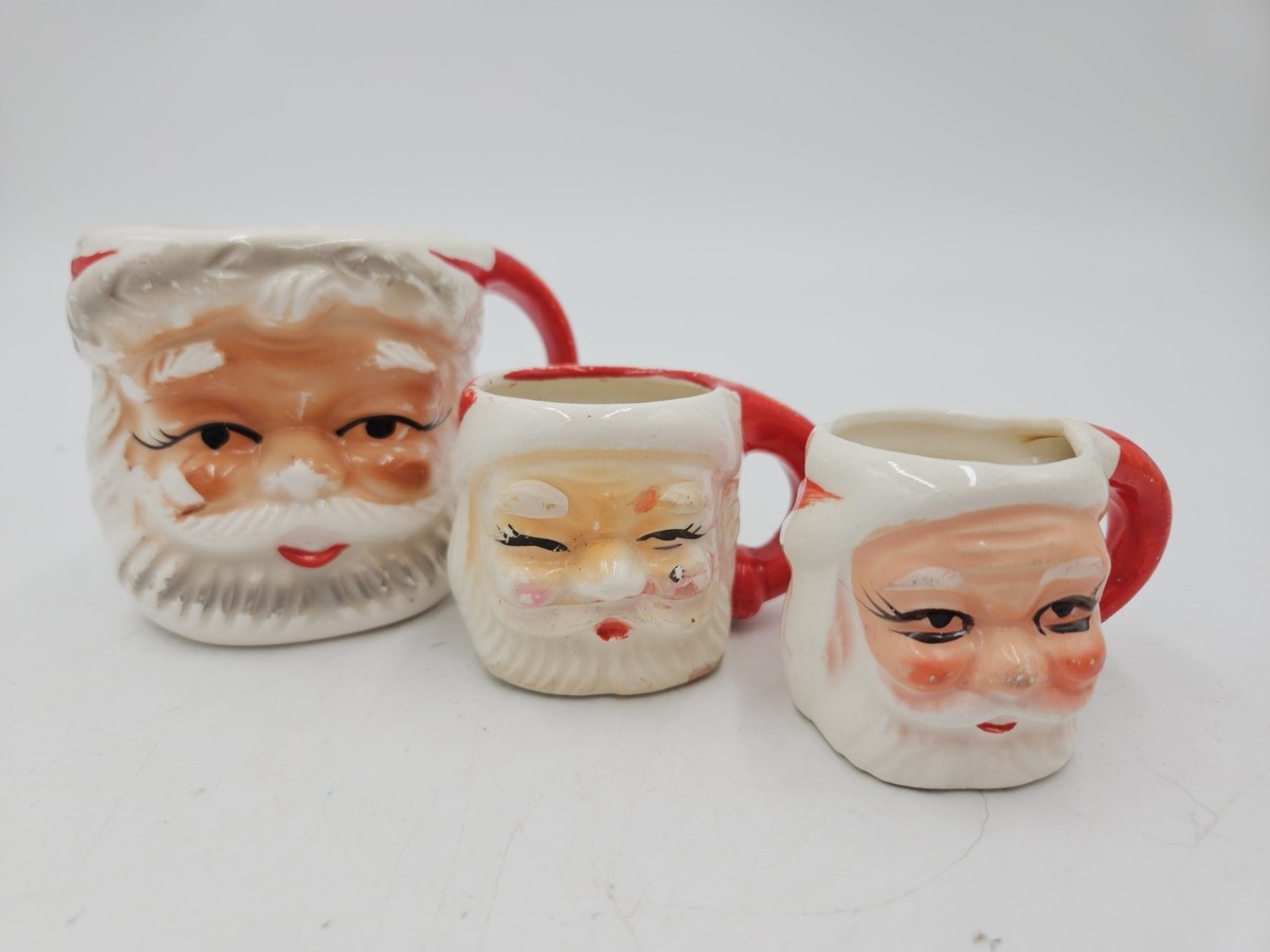 Vintage Winking Santa Claus Face Mugs Japan TX747 Christmas