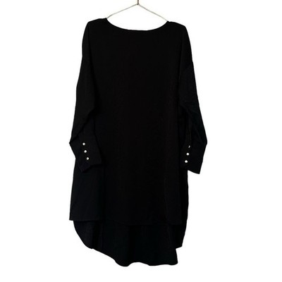 Zara Basic Black Dress with Gold Buttons - Size Medium