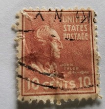 Vintage US Postage Stamp 10 cents John Tyler Used 
