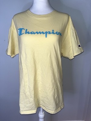 Medium Basic Champion Authentic Athleticwear Yellow Blue Short Sleeve T Shirt