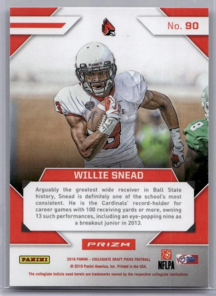 2016 Panini Prizm Collegiate Draft Picks Stained Glass Willie Snead #100 - Image 2 of 2