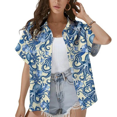 Octopus Blue Ocean Beach Hawaiian Shirt Mens Tropical Summer Aloha Gift