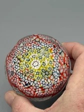 Murano Glass Venetian Millefiori Multifaceted Paperweight