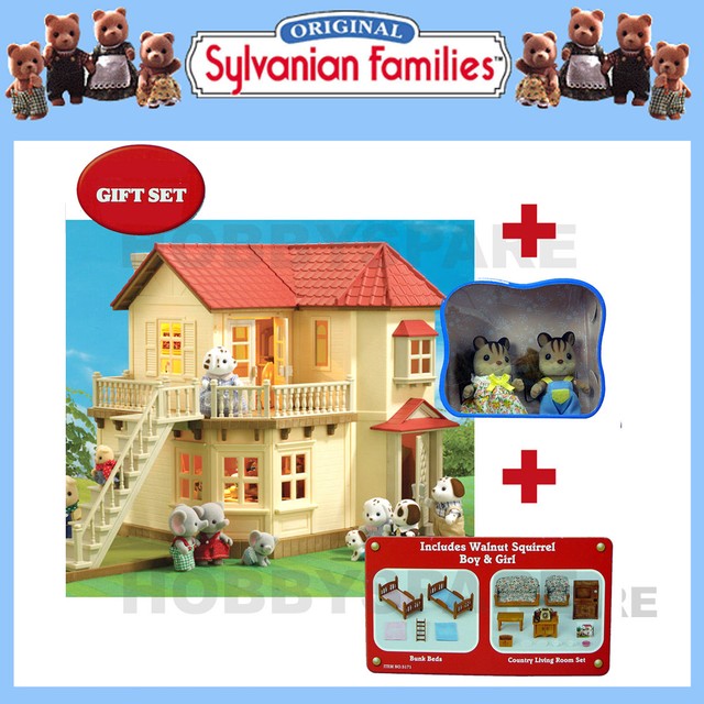 sylvanian families beechwood hall gift set with furniture