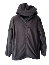 TacVasen Mens Black Fleece Full Zip Jacket Hoodie Winter Outdoor Windproof
