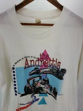 1990 Vintage Mario & Michael Andretti Newman Racing T-Shirt Screen Stars THIN! L