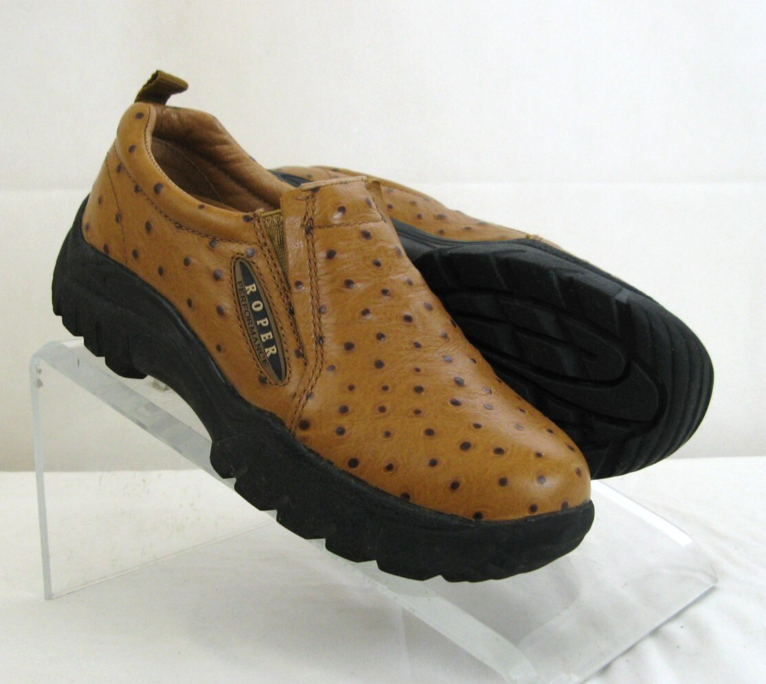 Roper Performance Ostrich Pattern Leather Slip On… - image 1