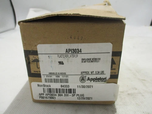 NEW APPLETON API3034 PIN&SLEEVE PLUG INTERIOR 30A/AMP 4P3W