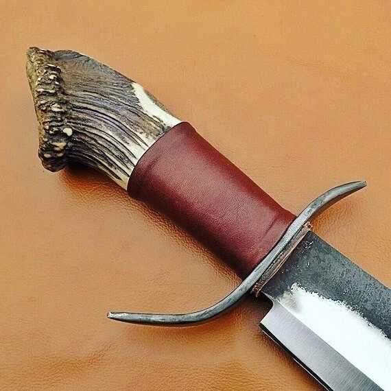 Custom Handmade High Carbon Steel Hunting Bowie Knife With Stag Handle - Image 3 of 3