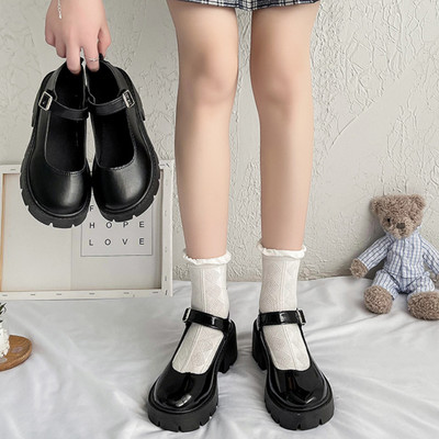 Womens Fashion Mary Jane Thick Soled Leather Ankle Strap Sandals High Heel Shoes