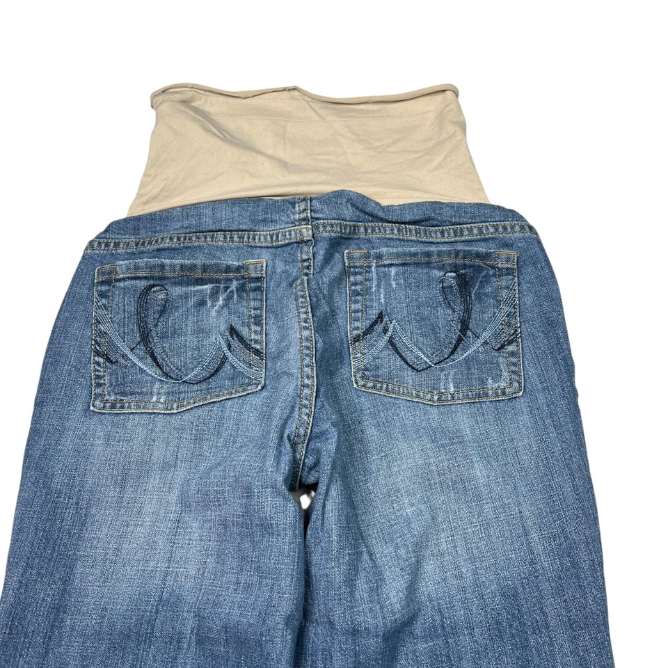 American Star Vintage 00s Y2K Distressed Cuffed Capri Maternity Jeans Medium - Image 4 of 4