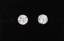 14K CZ CUBIC ZIRCONIA EARRING STUDS - TCW  2 CTS
