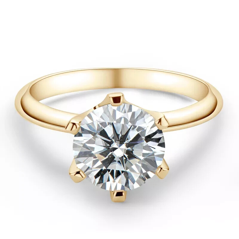 14K Yellow Gold Plated 4Ct Round Lab Created Diamond Wedding Engagement Ring