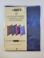 15" x 15" Vintage Jacquard Fabric Throw Pillowcase Cover DARK BLUE