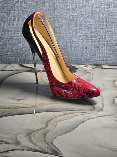 Fetisch Vintage Style Extrem High Heels 6 Inch US13 Weite Größe Rot/Schwarz - Bild 5 von 7