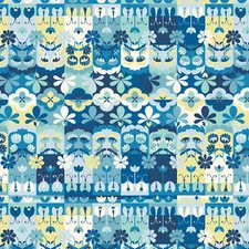 Swan Paraiso - Wonder Tiles - Sky Cotton Quilt Fabric 44" Wide RJR Fabrics