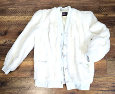 Vintage LILLI ANN Faux Fur / Leather Coat Adolph Schuman Jacket Size 8 White