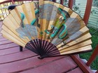 Chinese Fan Gold Watercolor Gilt Fan painting — photo 3