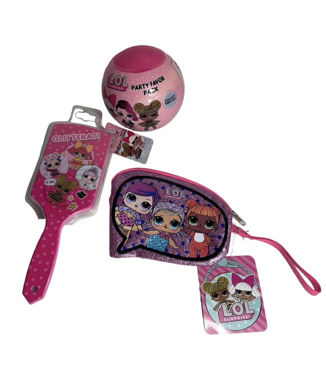 LOL SURPRISE Lot Paddle Hair Brush, Wristlet Purse Party Favor